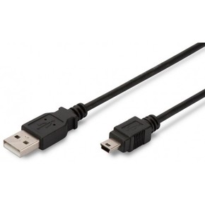 Kabel USB A-B mini 1m Digitus dvojno oklopljen črn