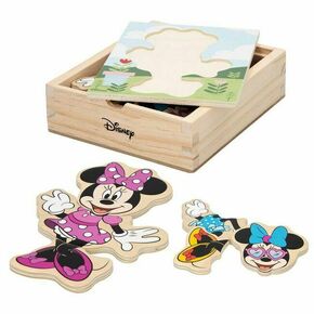 Mikro Trading MINNIE Mouse lesena sestavljanka "Dress up MINNIE" 19 kosov v leseni škatli v foliji