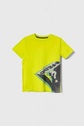 Otroška bombažna kratka majica Guess zelena barva - zelena. Lahkotna kratka majica iz kolekcije Guess