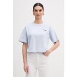Lacoste crop top ženski bombažen modra TF7605