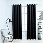 Zatemnitvene zavese s kovinskimi obročki 2 kosa črne 140x225 cm