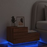 vidaXL Nočna omarica z LED lučkami rjavi hrast 70x36x40,5 cm