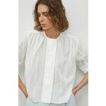 Bombažna srajca Day Birger et Mikkelsen ženska, bela barva - bela. Srajca iz kolekcije Day Birger et Mikkelsen, izdelana iz enobarvne tkanine. Model iz mehke in zračne tkanine je idealen za toplejše letne čase.