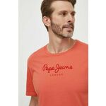 Bombažna kratka majica Pepe Jeans Eggo moška, oranžna barva - oranžna. Lahkotna kratka majica iz kolekcije Pepe Jeans, izdelana iz visokokakovostne pletenine, ki je bila izdelana na trajnostni način. Model iz izjemno udobne bombažne tkanine.