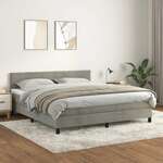 Greatstore Box spring postelja z vzmetnico svetlo siva 180x200 cm žamet