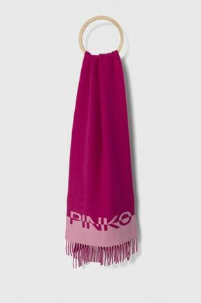 Volnen šal Pinko vijolična barva - vijolična. Šal iz kolekcije Pinko. Model izdelan iz vzorčaste tkanine.