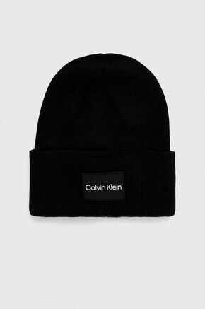 Bombažna kapa Calvin Klein črna barva - črna. Kapa iz kolekcije Calvin Klein. Model izdelan iz tanke pletenine.