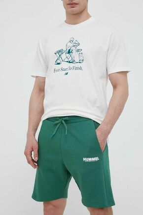 Bombažne kratke hlače Hummel zelena barva - zelena. Kratke hlače iz kolekcije Hummel. Model izdelan iz rahlo elastičnega materiala