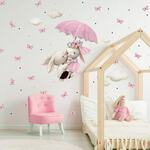 Akvarelna nalepka - Zajčka letita z dežnikom