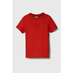 Otroška bombažna kratka majica Lacoste rdeča barva - rdeča. Otroške lahkotna kratka majica iz kolekcije Lacoste, izdelana iz visokokakovostnega materiala, ki je bil trajnostno proizveden. Model iz izjemno udobne bombažne tkanine.