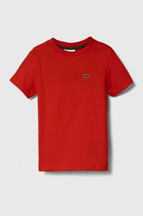 Otroška bombažna kratka majica Lacoste rdeča barva - rdeča. Otroške lahkotna kratka majica iz kolekcije Lacoste