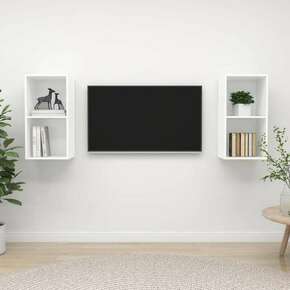 Shumee Stenska TV omarica 2 kosa bele barve iverna plošča
