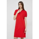 Obleka Tommy Hilfiger rdeča barva - rdeča. Lahkotna obleka iz kolekcije Tommy Hilfiger. Ohlapen model, izdelan iz tanke, elastične pletenine. Izjemno udoben material z visoko vsebnostjo liocela.