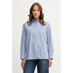 Srajca Calvin Klein Jeans ženska, LV044D170G - modra. Srajca iz kolekcije Calvin Klein Jeans, izdelana iz tanke, rahlo elastične tkanine. Model iz zračne tkanine z visoko vsebnostjo bombaža.