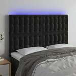Greatstore LED posteljno vzglavje črno 144x5x118/128 cm žamet