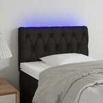 Greatstore LED posteljno vzglavje črno 80x7x78/88 cm blago