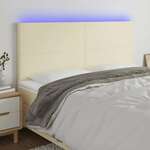 Greatstore LED posteljno vzglavje krem 160x5x118/128 cm umetno usnje