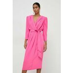 Obleka Nissa roza barva - roza. Obleka iz kolekcije Nissa. Model izdelan iz enobarvne tkanine. Poliester zagotavlja večjo odpornost na gubanje.