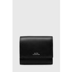 Usnjena denarnica A.P.C. Compact Lois Small črna barva, PXBMW.H63453.LZZ - črna. Mala denarnica iz kolekcije A.P.C. Model izdelan iz naravnega usnja.