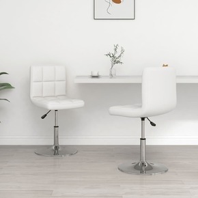Vidaxl Jedilni stoli 2 kosa belo umetno usnje
