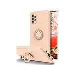 Onasi Silikonski ovitek Liquid Ring za Samsung Galaxy S22 Plus 5G - pink