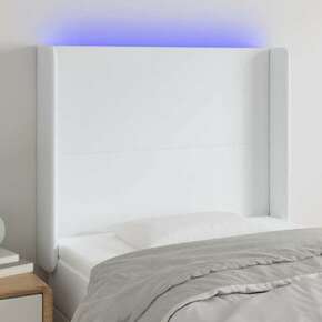 Vidaxl LED posteljno vzglavje belo 103x16x118/128 cm umetno usnje