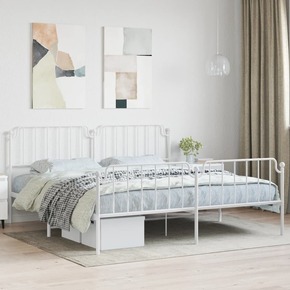 VidaXL Kovinski posteljni okvir z vzglavjem in vznožjem&nbsp;bel 200x200 cm