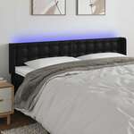 Greatstore LED posteljno vzglavje črno 183x16x78/88 cm umetno usnje