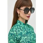 Sončna očala Gucci ženski, črna barva - črna. Sončna očala iz kolekcije Gucci. Model s toniranimi stekli in okvirji iz plastike. Ima filter UV 400.