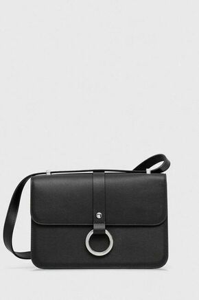 Usnjena torbica Sisley črna barva - črna. Srednje velika torbica iz kolekcije Sisley. Model na zapenjanje
