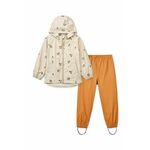 Otroški komplet za zaščito pred dežjem Liewood bež barva - bež. Otroške suknjič in hlače iz kolekcije Liewood. Delno podložen model, izdelan iz kombinacije gladkega in vzorčastega blaga.
