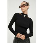 Pulover HUGO ženski, črna barva - črna. Pulover iz kolekcije HUGO. Model izdelan iz enobarvne pletenine. Model iz izjemno udobne tkanine z visoko vsebnostjo viskoze.