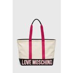 Torbica Love Moschino - pisana. Velika nakupovalna torbica iz kolekcije Love Moschino. Model na zapenjanje, izdelan iz kombinacije tekstilnega materiala in ekološkega usnja.