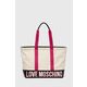 Torbica Love Moschino - pisana. Velika nakupovalna torbica iz kolekcije Love Moschino. Model na zapenjanje, izdelan iz kombinacije tekstilnega materiala in ekološkega usnja.