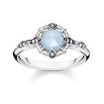 Thomas Sabo Prstan "Vintage svetlo modra" , D_TR0043-902-31-54, Sterling Silver, 925 Sterling srebro, črn, mlečni akvamarin, bel diamant