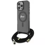 Ovitek Guess GUHMP16LHCTSGNSK iPhone 16 Pro 6.3" black hardcase Crossbody Cord Script MagSafe (GUHMP16LHCTSGNSK)
