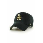 Bombažna bejzbolska kapa 47brand MLB Los Angeles Dodgers črna barva - črna. Kapa s šiltom vrste baseball iz kolekcije 47brand. Model izdelan iz enobarvnega materiala z dodatki.