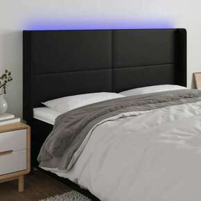 VidaXL LED posteljno vzglavje črno 183x16x118/128 cm umetno usnje