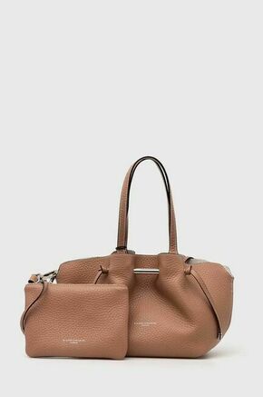 Usnjena torbica Gianni Chiarini rjava barva - rjava. Majhna torbica iz kolekcije Gianni Chiarini. Model na zapenjanje