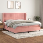Box spring postelja z vzmetnico roza 200x200 cm žamet - vidaXL - roza - 94,29 - 200 x 200 cm - vidaXL