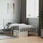 Vidaxl Kovinski posteljni okvir z vzglavjem in vznožjem&nbsp;bel 100x190 cm