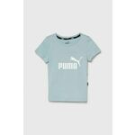 Otroška bombažna kratka majica Puma črna barva - modra. Otroške kratka majica iz kolekcije Puma. Model izdelan iz tanke, elastične pletenine. Nežen material, prijeten na dotik.