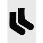 Nogavice Tommy Hilfiger 2-pack ženski, črna barva - črna. Visoke nogavice iz kolekcije Tommy Hilfiger. Model izdelan iz elastičnega, enobarvnega materiala. V kompletu sta dva para.