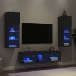 Vidaxl Komplet TV omaric LED 5-delni črn inženirski les
