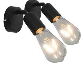 VIDAXL Stenske svetilke 2 kosa z žarnicami 2 W črne E27