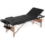 vidaXL Stol za masažu drvenim okvirom, 3 mjesta, Crni
