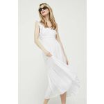 Obleka Abercrombie &amp; Fitch bela barva - bela. Obleka iz kolekcije Abercrombie &amp; Fitch. Model izdelan iz enobarvne tkanine. Model iz izjemno udobne tkanine z visoko vsebnostjo viskoze.