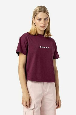 Bombažna kratka majica Dickies Loretto Tee bordo barva - bordo. Kratka majica iz kolekcije Dickies. Model izdelan iz pletenine z nalepko.