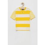 Otroška kratka majica Tommy Hilfiger rumena barva - rumena. Otroške lahkotna kratka majica iz kolekcije Tommy Hilfiger. Model izdelan iz tanke, elastične pletenine. Nežen material, prijeten na dotik.