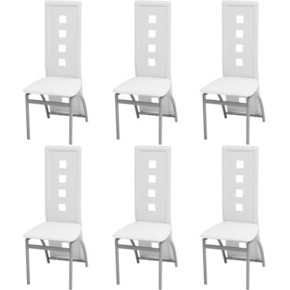 Greatstore Jedilni stoli 6 kosov belo umetno usnje